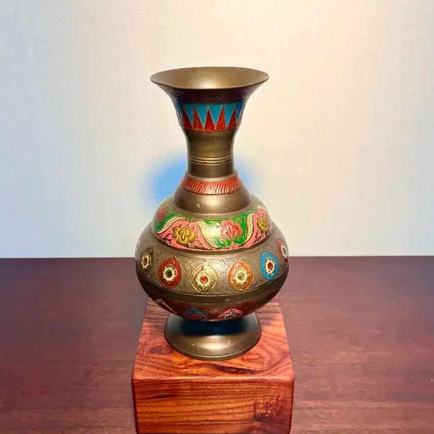 [BUNJANG] Indian Handmade Cloisonné Brass Vase / 인도 수공예 칠보 동 화병