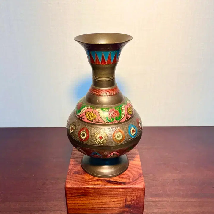 [BUNJANG] Indian Handmade Cloisonné Brass Vase / 인도 수공예 칠보 동 화병