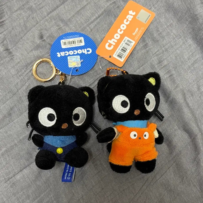 [BUNJANG] Sanrio Chococat Denim Overalls Doll Keyring Set / 할인/일괄) 산리오 초코캣 데님 멜빵 인형 키링 세트 판매합니다.