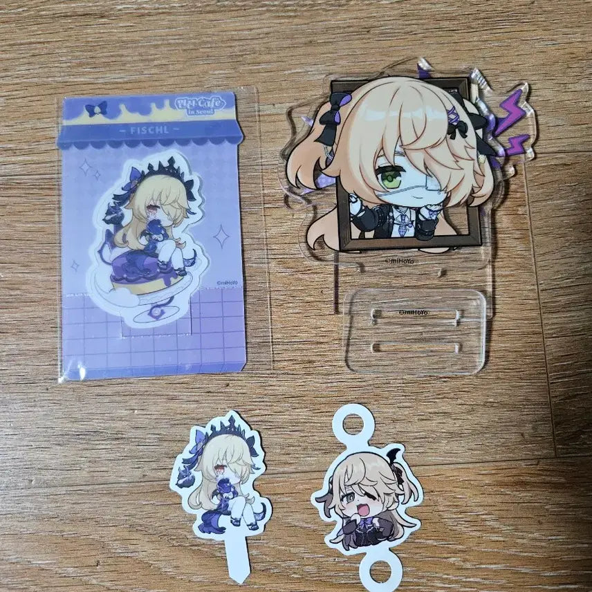 [BUNJANG] Genshin Impact Fischl Acrylic Stand &amp; Straw Pick Set / 원신 카페 피슬 아크릴 스탠드 + 빨대픽 굿즈