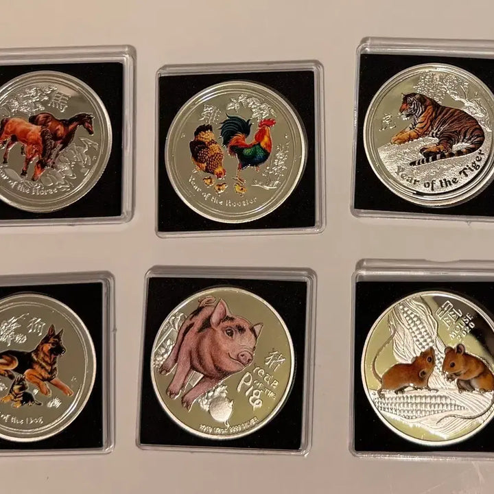 [BUNJANG] Australia Zodiac Series Color Coins Set (6 Coins) - Queen Elizabeth II $1 / 호주 십이지신 컬러 주화 6종 세트 - 엘리자베스 2세 여왕 1달러