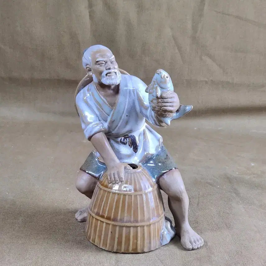 [BUNJANG] Chinese Antique Porcelain Fisherman Figurine / 중국도자기 고기잡는 어부 도자기상