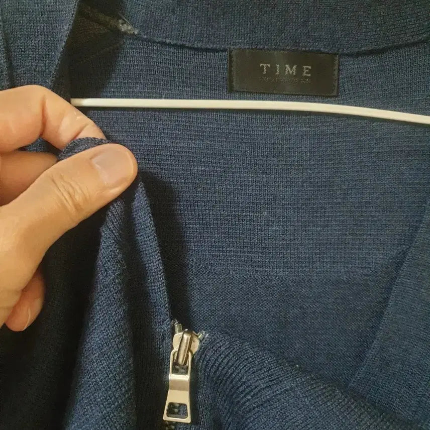 [BUNJANG] Time Homme Zip-Up Cardigan Navy/Gray / 타임옴므 집업 가디건 네이비/그레이