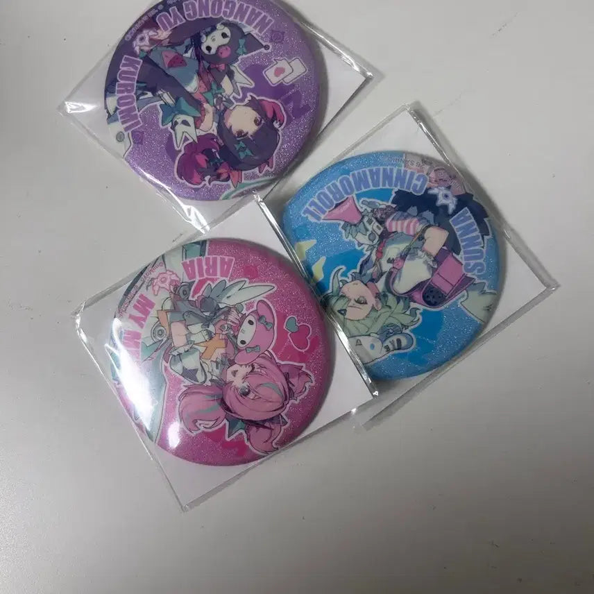 [BUNJANG] Zenless Zone Zero Angelie x Sanrio Angelie Can Badge Set (Large) / 젠레스 존 제로 엔젤디x산리오 엔젤디 캔뱃지 3세트