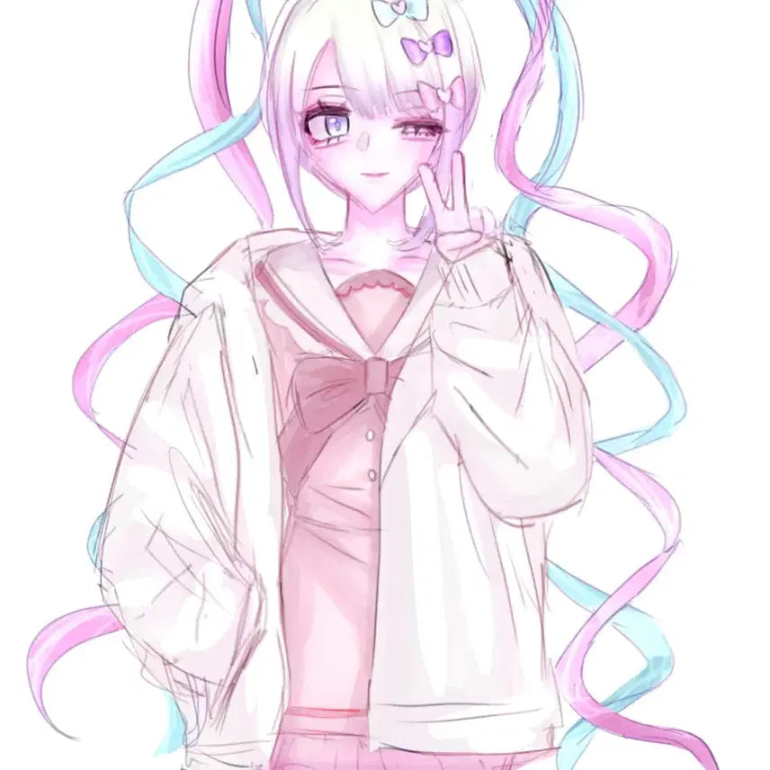[BUNJANG] Custom Character Illustration Service - Geine Style / [2인 0.25] 미소녀 지뢰계 그림 커미션 페어 드림 중퀄