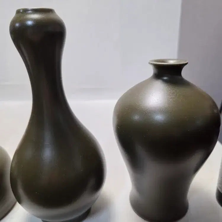 [BUNJANG] Rare Celadon Porcelain Vase Set (4 Pieces) / 청대 정요청자 주병,매병,화병 4점 일괄 할인 처분 평균높이16cm