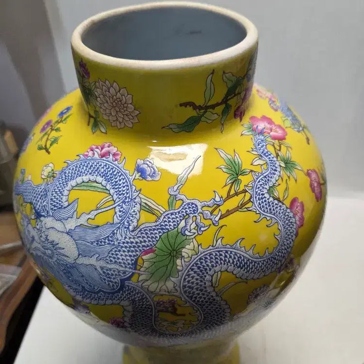 [BUNJANG] Large Celadon Dragon Motif Vase 47cm / 초대형 청대 용무리 황실 대단지 높이47cm 무게4kg 정리처분가