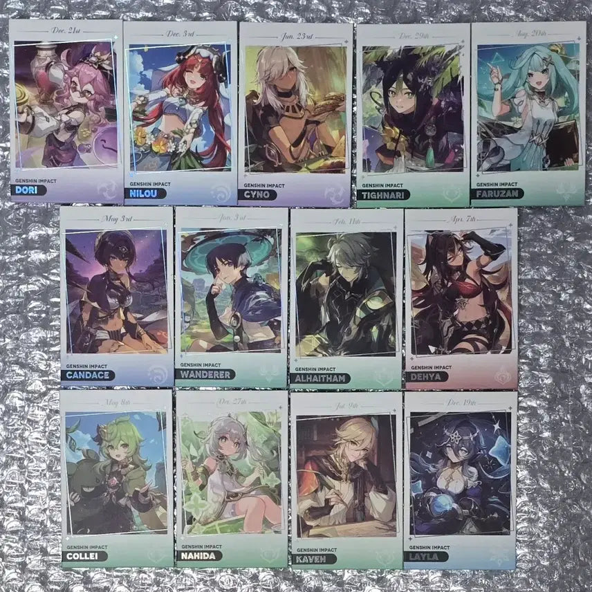[BUNJANG] Genshin Impact Mega Coffee Photocards Bundle Set / [풀셋]원신메가커피포카 방랑자알하이탐카베나히다닐루사이노타이나리레일라파루잔