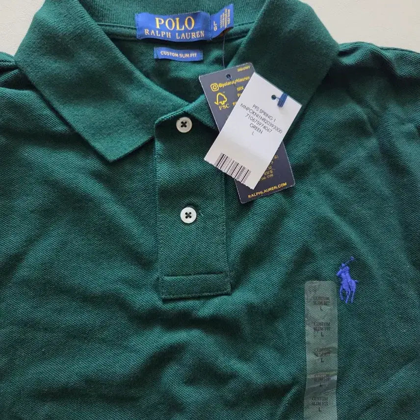 [BUNJANG] Polo Ralph Lauren Custom Slim Fit Polo Shirt Green / 폴로 랄프로렌 커스텀 슬림핏 카라티 L 그린