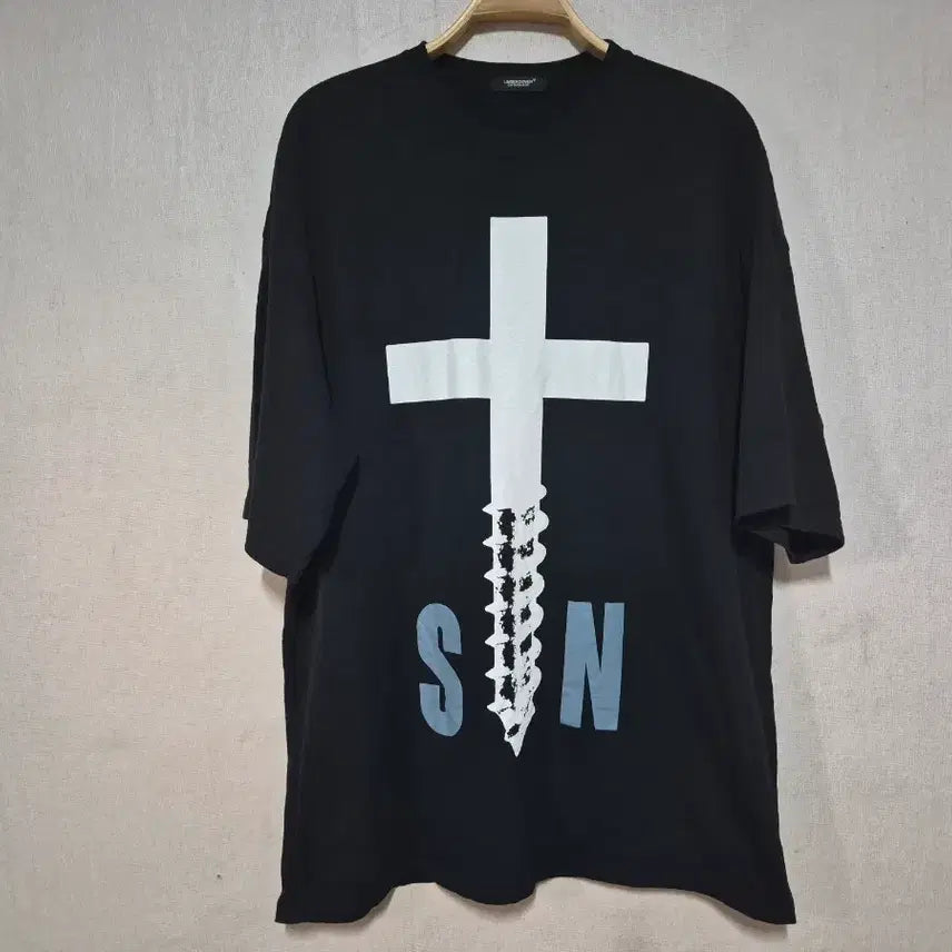 [BUNJANG] Undercover Cross Print Short Sleeve T-Shirt Black / 언더커버 십자가 프린팅 반팔 티셔츠 블랙 5