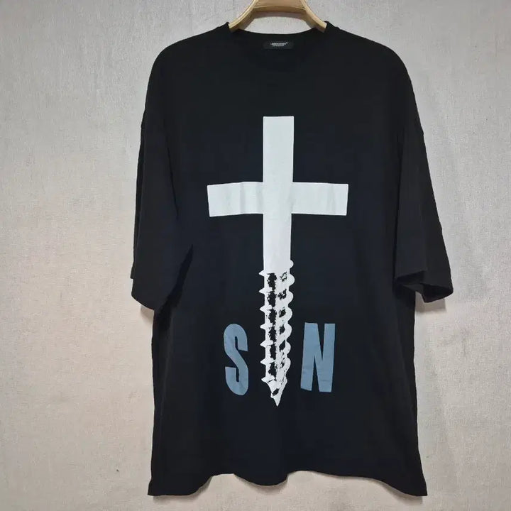 [BUNJANG] Undercover Cross Print Short Sleeve T-Shirt Black / 언더커버 십자가 프린팅 반팔 티셔츠 블랙 5