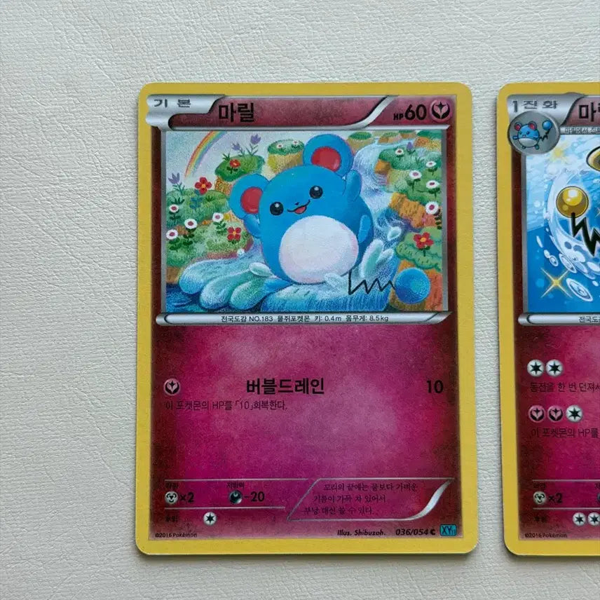 [BUNJANG] Pokemon Ancient Pack Shiny Marill / Azumarill 2 Cards / 귀여운 포켓몬 고대팩 카드 마릴/마릴리 이로치 2장
