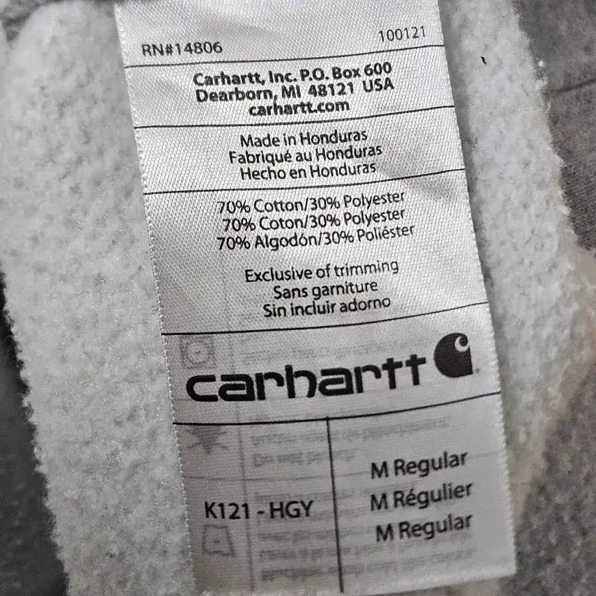 [BUNJANG] Carhartt Fleece Hoodie Grey / [m] 칼하트 기모 후드티 그레이