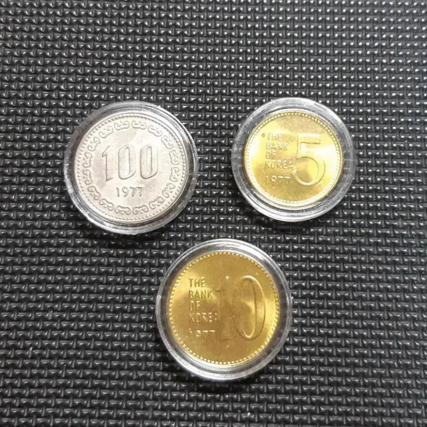 [BUNJANG] 1977 Korean Coin Set (100, 10, 5 Won) / 특년 1977년 3종주화 100.10.5원 3종일괄.주화 화폐 동전