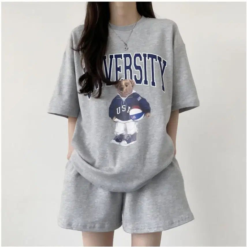 [BUNJANG] Bear Casual Training Short Sleeve Set / 베어 캐주얼 트레이닝 반팔세트 (무료배송)