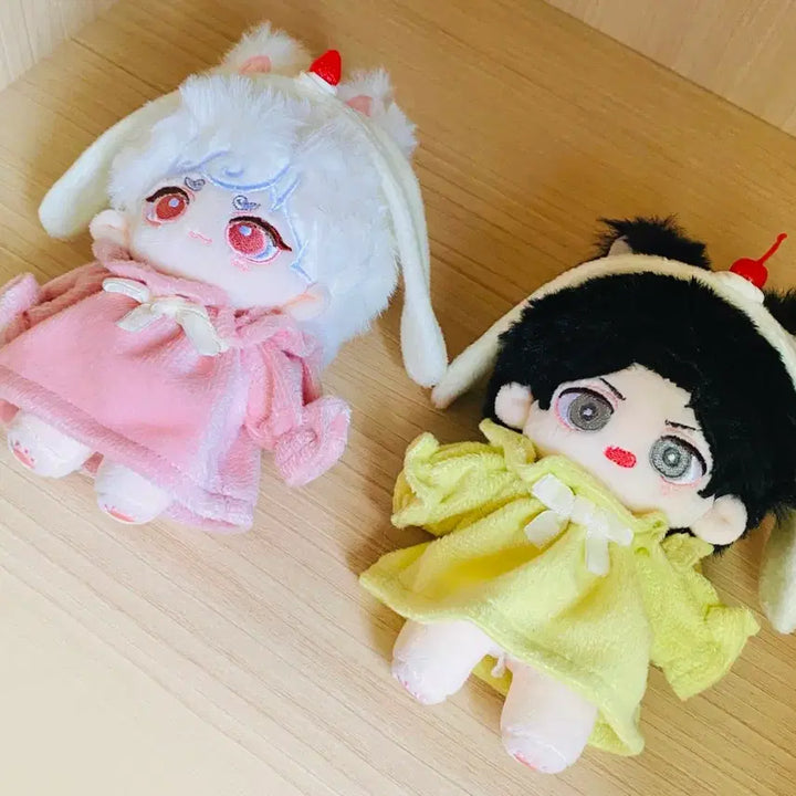 [BUNJANG] 10cm Plush Doll Clothes Set: Melon Soda &amp; Strawberry Cream / 10cm 폭신원피스 인형옷 메론소다 딸기크림 솜인형옷 양도 떨옷 옷장