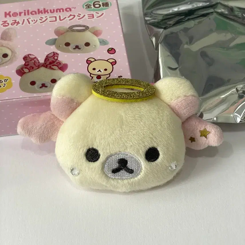 [BUNJANG] Rilakkuma Korilakkuma Angel Plush Badge Pink / 코리락쿠마 가득 인형뱃지 핑크천사