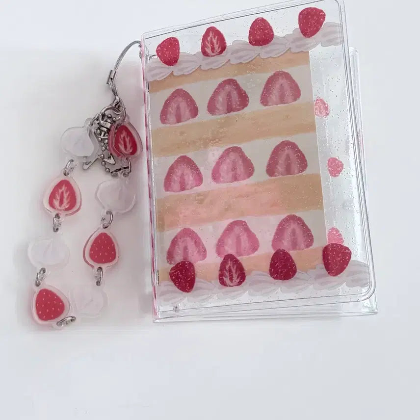 [BUNJANG] Strawberry 6-Ring Diary + Strawberry Cream Keychain Set / 딸기 5공 다이어리+ 딸기생크림 키링