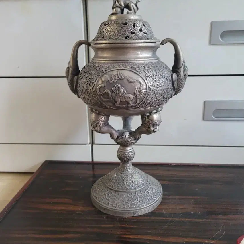 [BUNJANG] Brass Lion Incense Burner / 백동 사자 상 향로