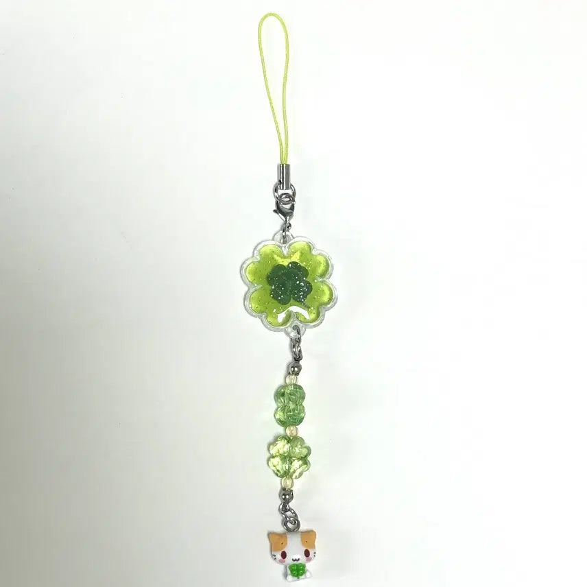 [BUNJANG] Sanrio Heisei Four-Leaf Clover Marshmallow Strap Keychain / 산리오 헤이세이 네잎클로버 마슈마로 스트랩 키링