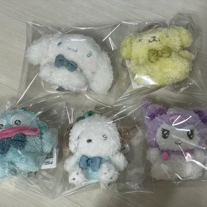 [BUNJANG] Sanrio Glitter Pastel Keyring Set (Cinnamoroll, Pompompurin, Hangyodon, Pochacco, Kuromi) / (5종세트)산리오반짝파스텔 시나모롤 폼폼푸린 한교동 포차코 쿠로미 키링