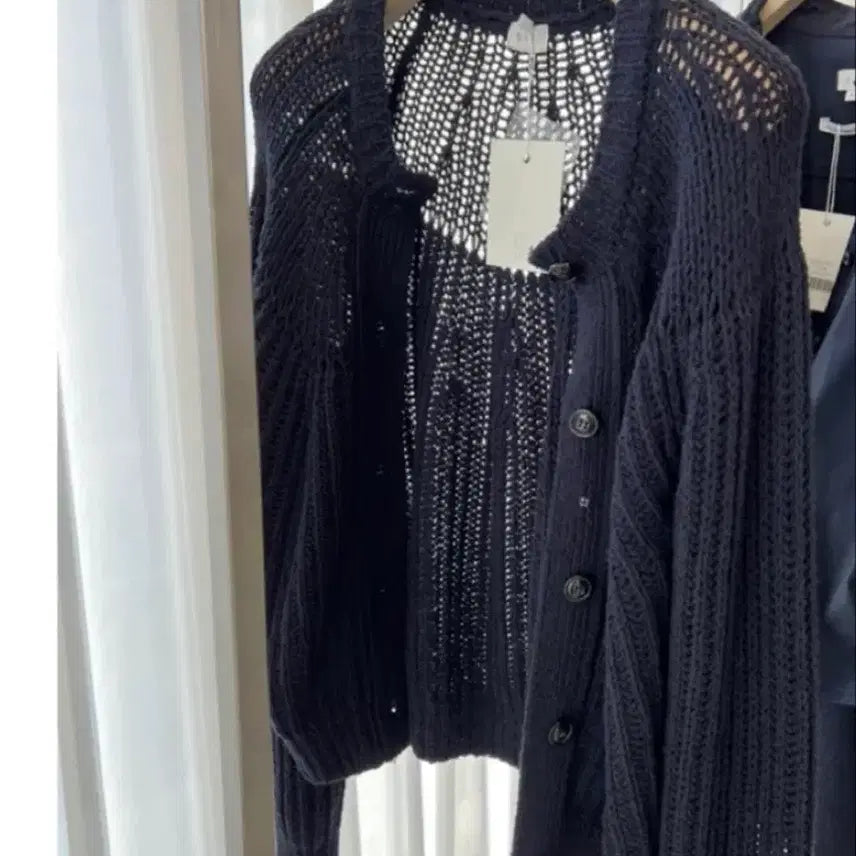 [BUNJANG] sie Net Knit Cardigan Navy / 시에 sie 네트 니트 가디건 네이비