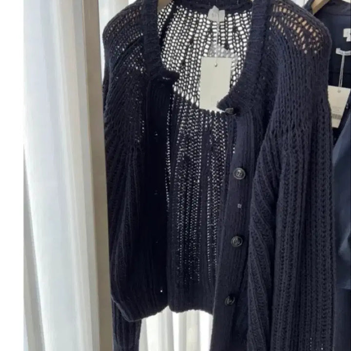 [BUNJANG] sie Net Knit Cardigan Navy / 시에 sie 네트 니트 가디건 네이비