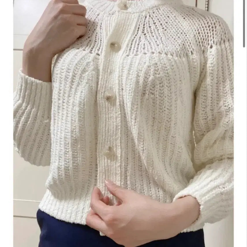 [BUNJANG] sie Net Knit Cardigan Navy / 시에 sie 네트 니트 가디건 네이비