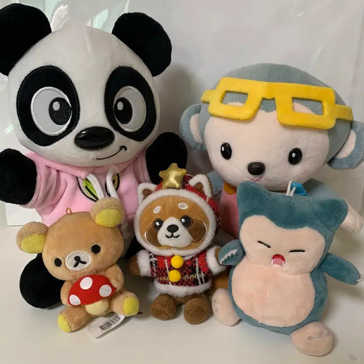 [BUNJANG] Bundle Set Plush Toys: Panda, Monkey, Snorlax, Rilakkuma, Red Panda / 인형 일괄판매 판다 원숭이 잠만보 리락쿠마 렛서판다