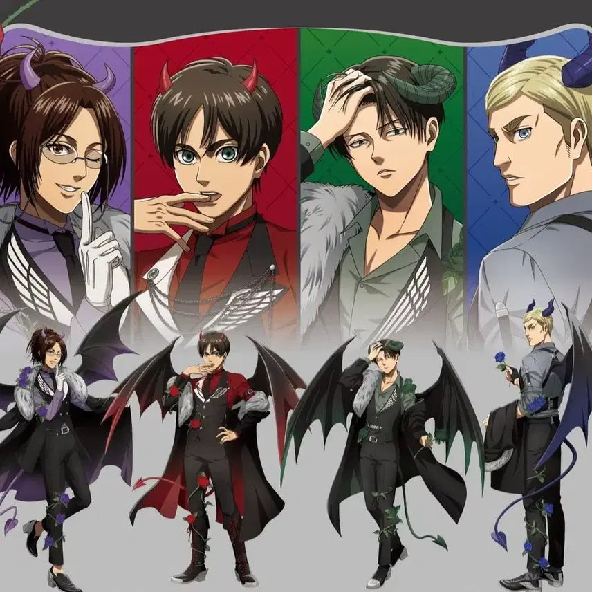 [BUNJANG] Attack on Titan Tapioca Devil Acrylic Pin Set (Eren, Erwin, Hange) / [소분]진격의거인 타피오카 데빌 악마 뱃지 에렌 엘빈 한지