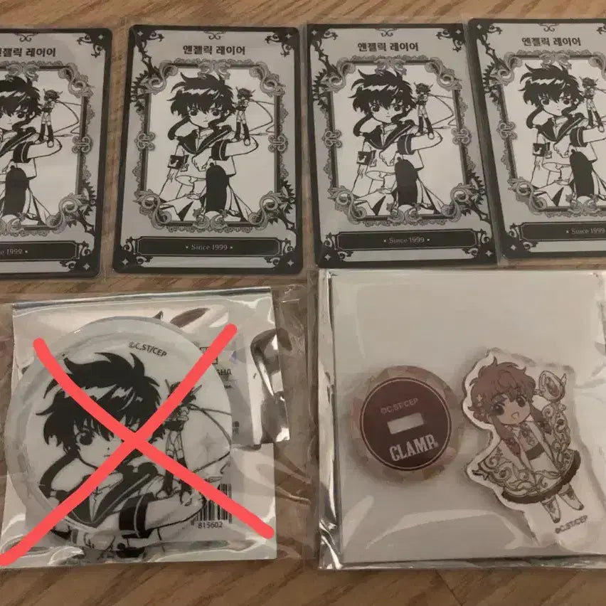 [BUNJANG] CLAMP Exhibition Angelic Layer Acrylic Card Can Badge Bundle Set / 클램프전 엔젤릭레이어 아크릴 카드