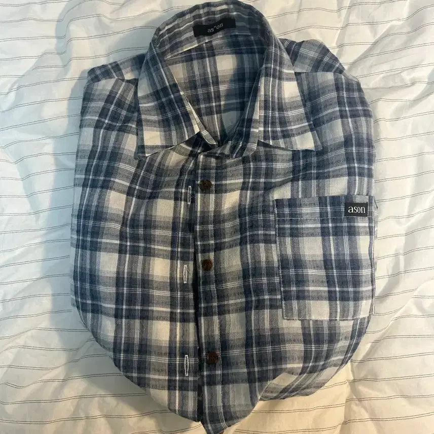 [BUNJANG] ASOS Essential Check Shirt Blue / 애즈온 에센셜 체크 셔츠 블루