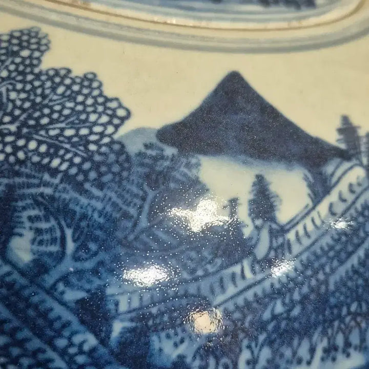 [BUNJANG] Blue-and-White Porcelain Tea Caddy with Landscape Painting / 청화 백자 부춘산도 풍경화 차호 차통 단지