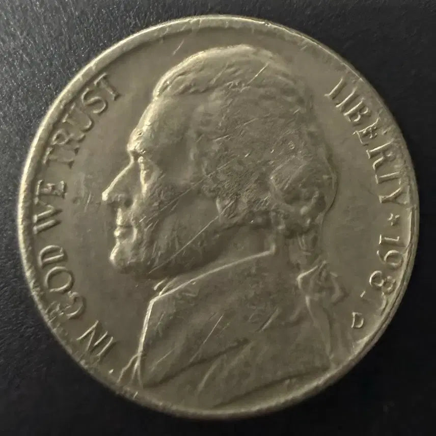 [BUNJANG] 1987 United States Jefferson Nickel Coin / 1987년 미국 제퍼슨 5센트 동전 w1550
