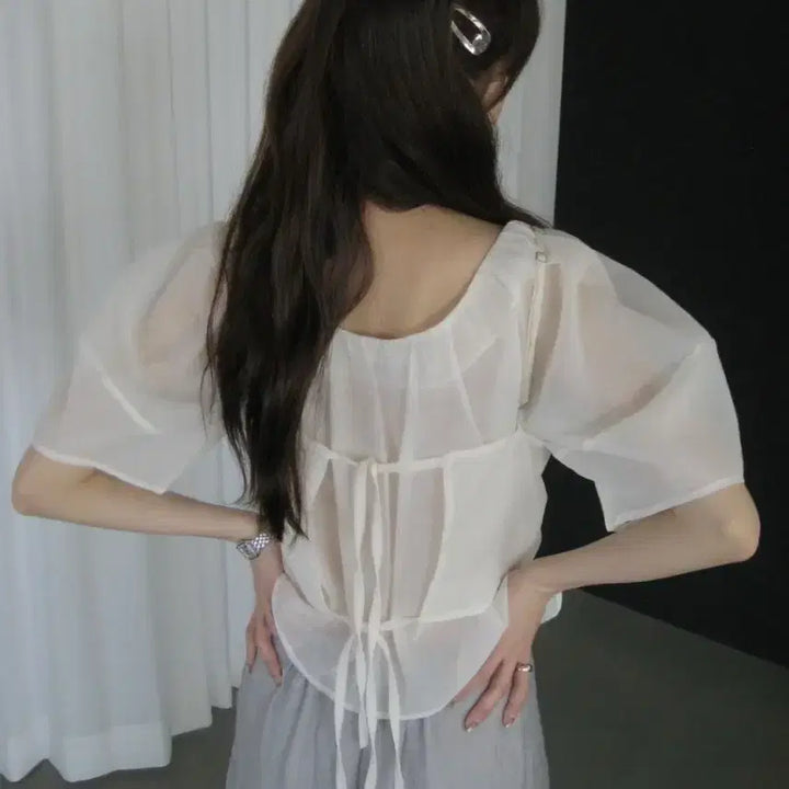 [BUNJANG] Riveroom Organza Bustier + Blouse Set / 리버룸 오간자 뷔스티에+블라우스
