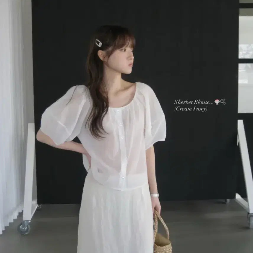 [BUNJANG] Riveroom Organza Bustier + Blouse Set / 리버룸 오간자 뷔스티에+블라우스