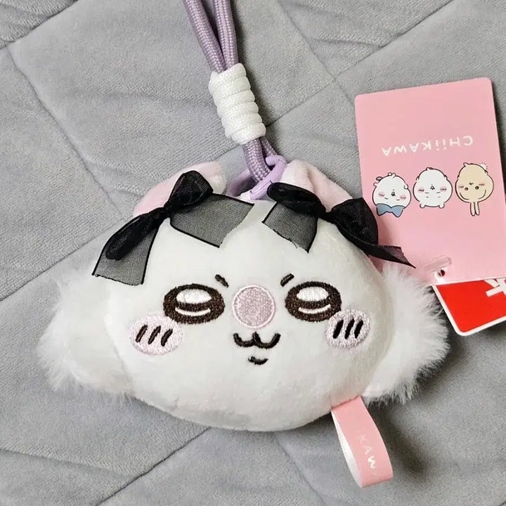 [BUNJANG] Chiikawa Momonga Face Plush Keychain / (새상품) 치이카와 먼작귀 리본 모몽가 페이스 얼굴 인형 키링