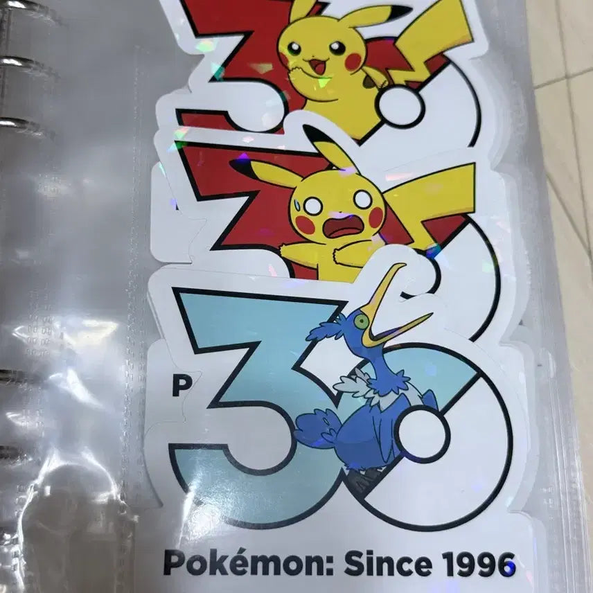 [BUNJANG] Pokemon 30th Anniversary Logo Sticker Pikachu + Quaxly Set / 포켓몬 30주년 로고 스티커 피카츄 + 윽우지 세트
