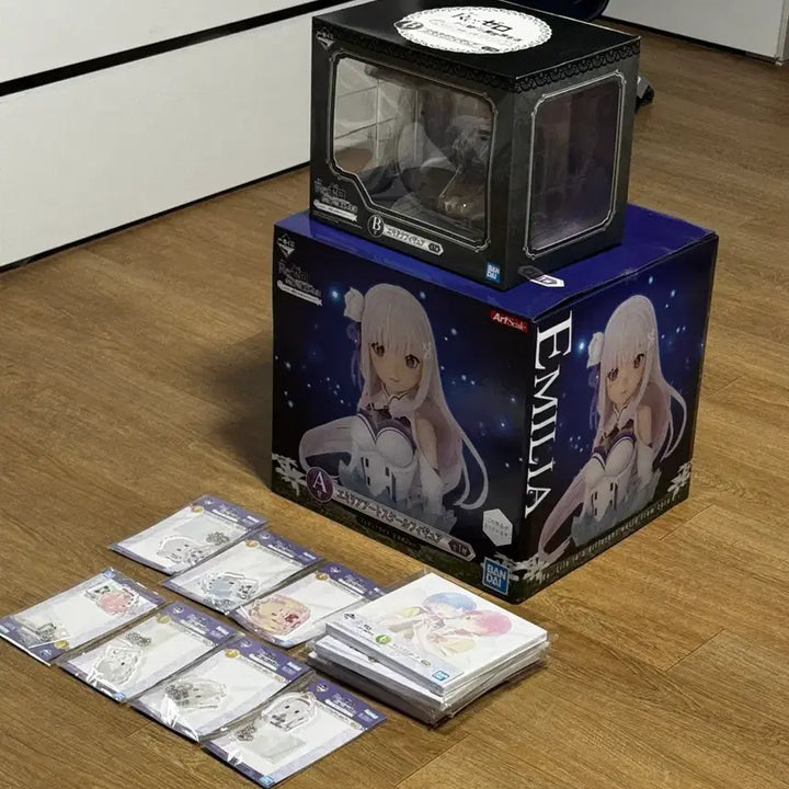 [BUNJANG] Re:Zero Prize Canvas Board, Keychain, and Prize A/B Bundle Set / 리제로 쿠지 A상 B상 이외 일괄포함