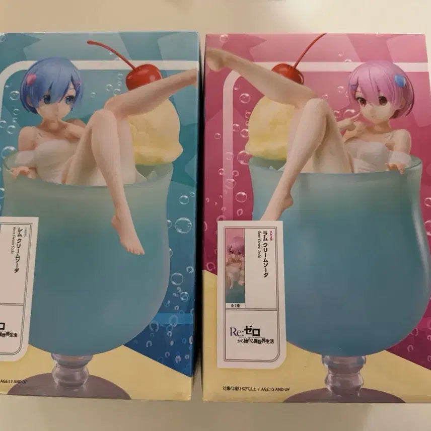 [BUNJANG] Re:Zero Ram &amp; Rem Cream Soda Figure / 리제로 렘 람 크림소다 피규어