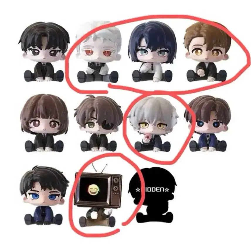 [BUNJANG] GyeDamChulGeun All Sitting Figure - Jay, Jisam, Lee Ja-heon, Brown, Eunha-je, Park Min-seong / 괴담출근 모두앉아 피규어 제삼 제이 이자헌 브라운 은하제 박민성 판매