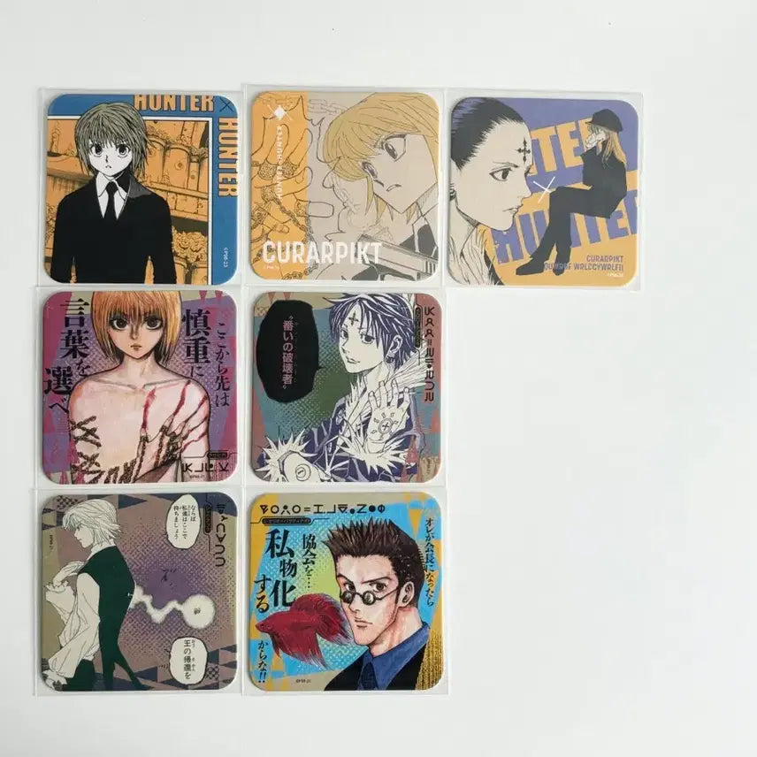 [BUNJANG] Hunter x Hunter Original Art Coaster Bundle Set (Krapika, Chrollo, Phinks, Feitan, Machi, Nobunaga, Pakunoda) / 헌터헌터 헌헌 원화 코스터 크라피카 클로로 프후 레오리오 일괄