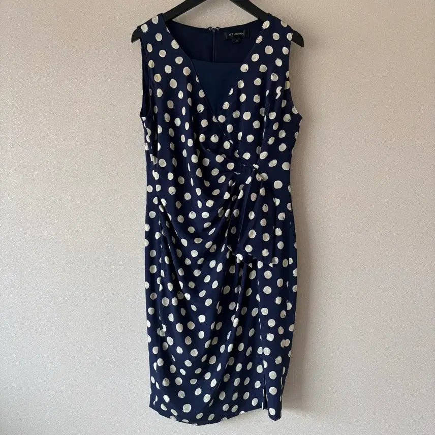 [BUNJANG] St. John Navy Dot Dress Size 12 / St. John 센존 네이비 도트 원피스 사이즈 12