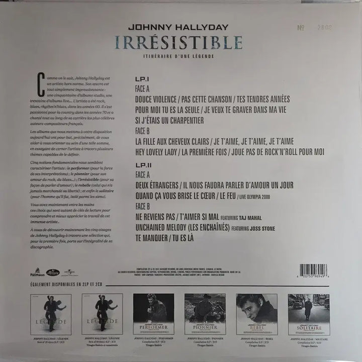 [BUNJANG] Johnny Hallyday Irresistible 2LP Vinyl / [2LP] Johnny Hallyday-Irresistible