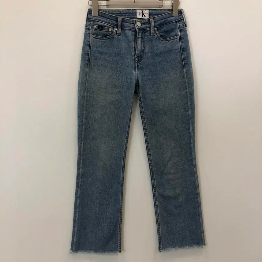 [BUNJANG] Calvin Klein White Leather Patch Cut-off Denim Jeans W27 / ck 캘빈클라인 화이트레더패치 컷팅 데님진 25-26 인치
