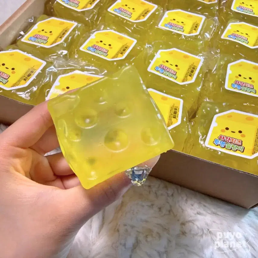 [BUNJANG] Puyo Planet Square Cheese Squishy Toy / 뿌요행성 사각 치즈 투명 슬랑이 치즈 말랑이 스트레스 해소