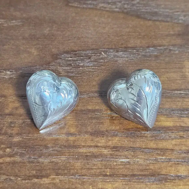 [BUNJANG] Vintage Thai Bold Silver Heart Earrings / 태국 빈티지 볼드한 실버 하트 귀걸이