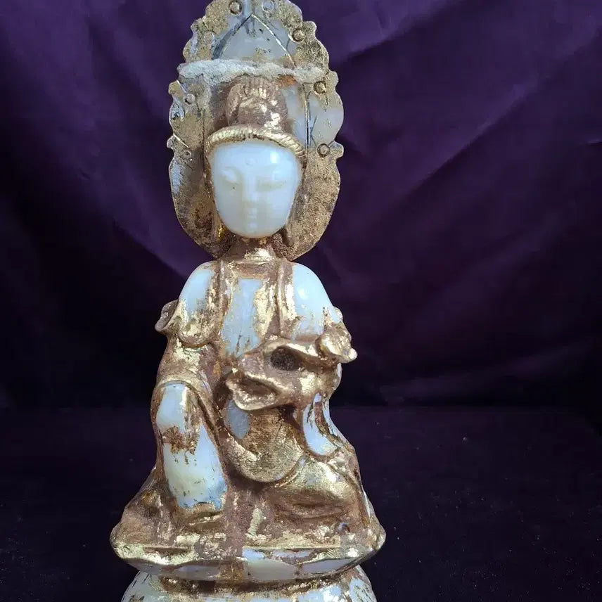 [BUNJANG] White Jade Guanyin Bodhisattva Statue / 백옥 관음보살