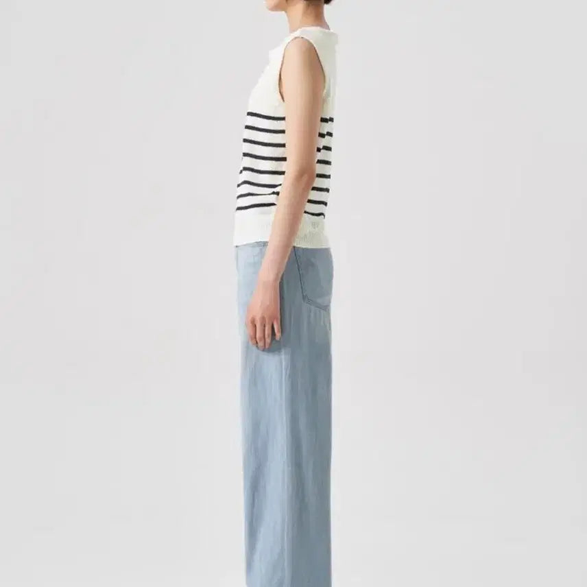 [BUNJANG] 8 Seconds Stripe Sleeveless Knit Top Ivory / (새상품) 에이세컨즈 스트라이프 민소매 니트 나시 FREE 아이보리