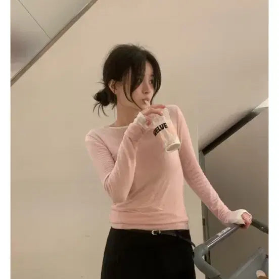 [BUNJANG] Shopmodo Prima Soft T-Shirt Pink / 샵모도 프리마 소프트 티셔츠 핑크
